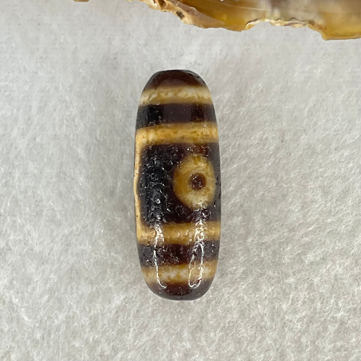 Aged Natural Powerful Tibetan Old Oily Agate 3 Eyes Dzi Bead Heavenly Master (Tian Zhu) 三眼天诛 5.09g 28.4 by 10.7mm - Huangs Jadeite and Jewelry Pte Ltd
