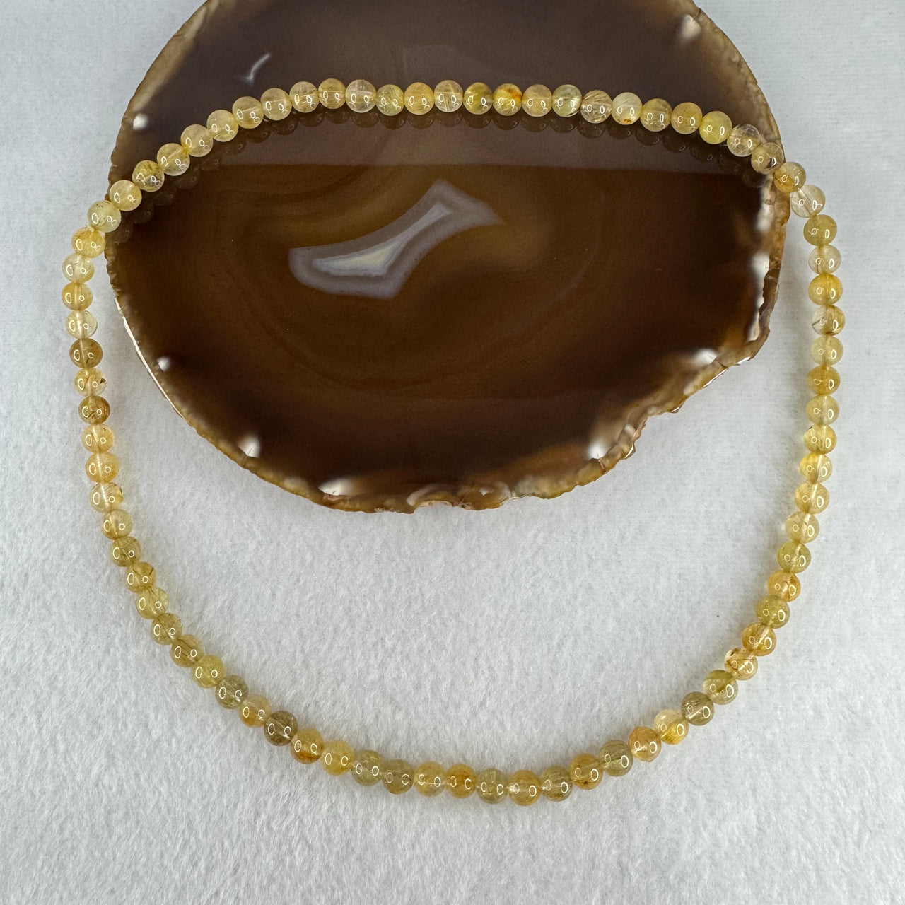 Good Grade Natural Golden Rutilated Quartz Beads Necklace | 7.2mm Golden Rutile Abundance Amulet (38.50g | 52cm Length | 78 Beads)