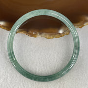 Natural Type A Green Jadeite Bangle | 58.3mm Inner Diameter (16.78g 5.6x5.6mm | External Rough | Organic Earth Texture & Heart Harmony) - Huangs Jadeite and Jewelry Pte Ltd