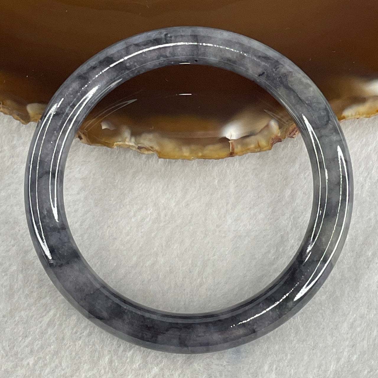 Certified Type A Wuji Grey Jadeite Bangle Internal Diameter 51.1mm 29.64g 7.6 by 8.0mm ( Slight Internal Lines )