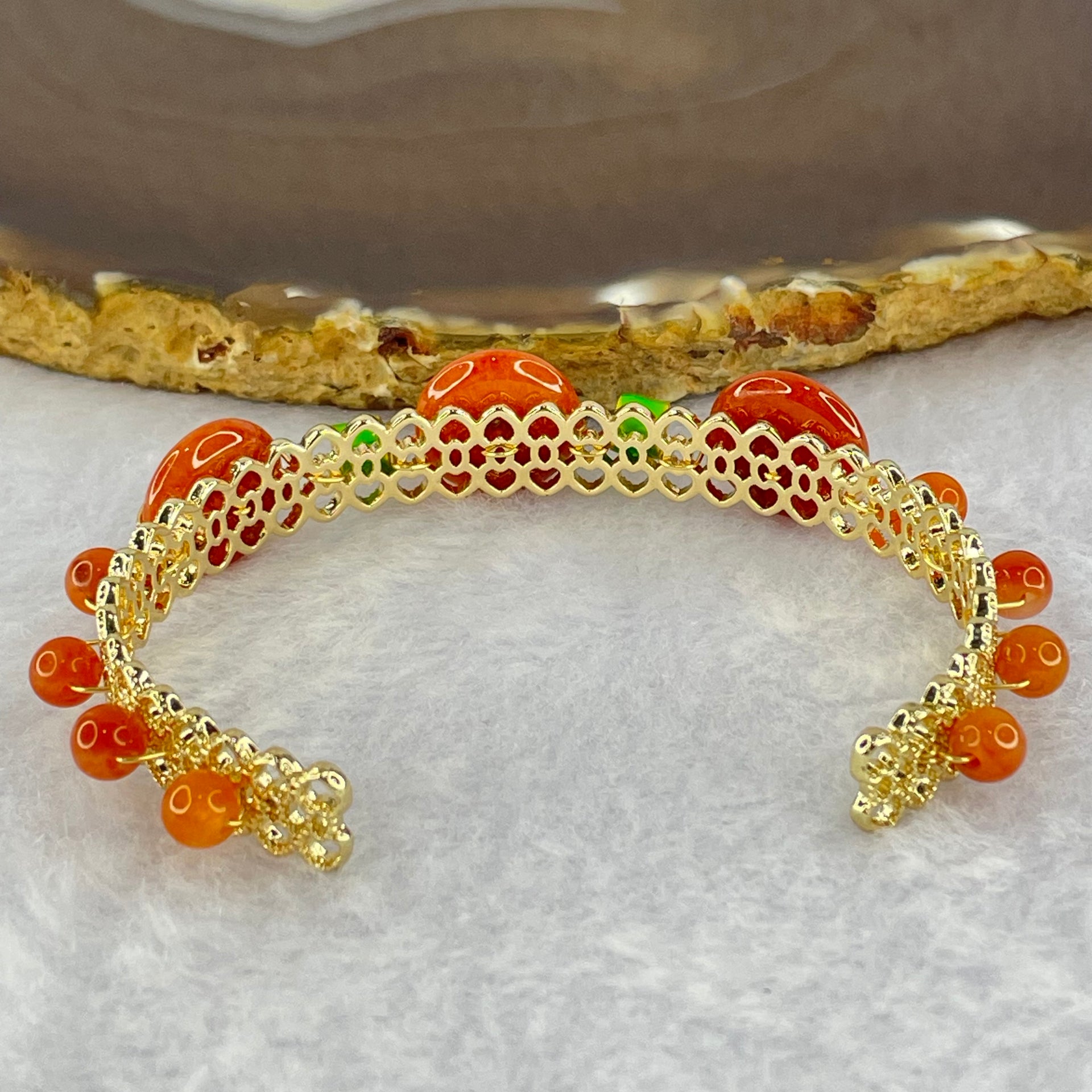 Type A Red Jadeite Ping An Kou Donut and Beads 13.22g 12.9 by 4.0mm 3pcs 5.0mm 8 Beads - Huangs Jadeite and Jewelry Pte Ltd