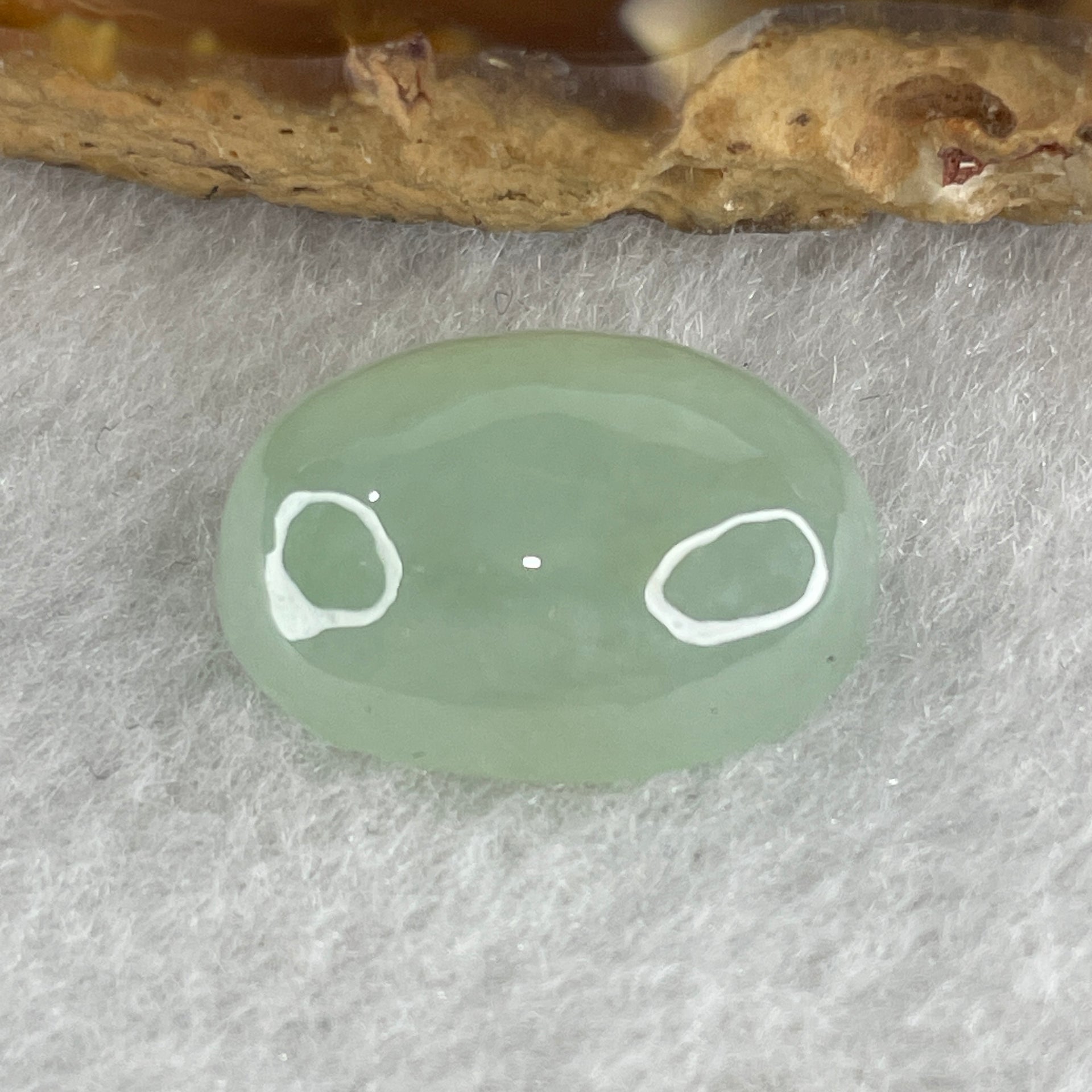 Natural Type A Semi Icy Green Jadeite Oval Shape Cabochon Stone for Setting 3.34g 17.7 by 13.0 by 7.4mm - Huangs Jadeite and Jewelry Pte Ltd
