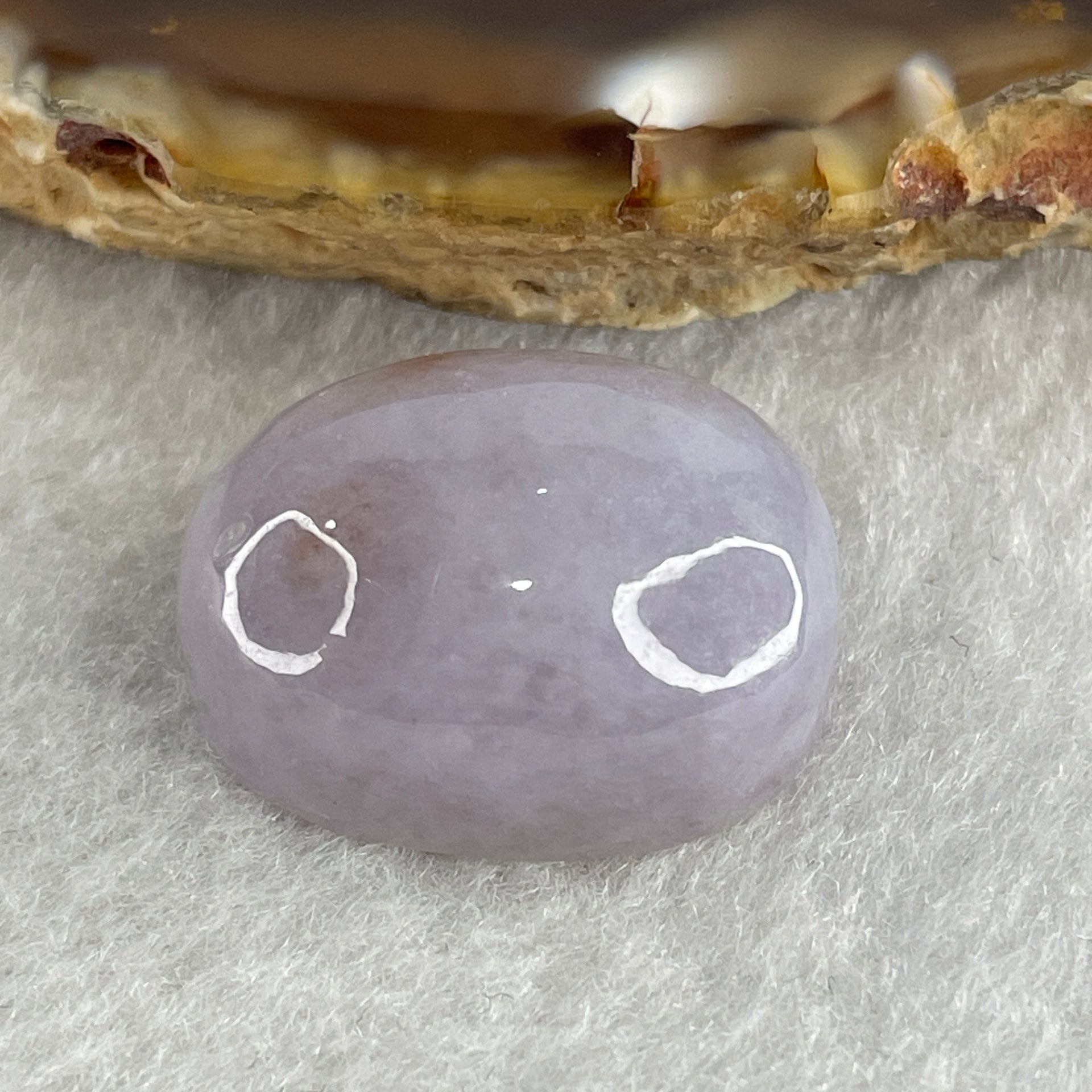 Natural Type A Lavender with Reddish Spot Jadeite Oval Shape Cabochon Stone for Setting 8.24g 21.2 by 16.7 by 10.5mm - Huangs Jadeite and Jewelry Pte Ltd