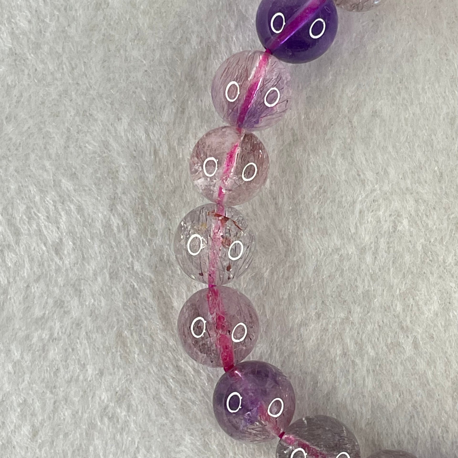 Above Average Grade Natural Super 7 Crystal Beads Bracelet 天然超级七水晶珠手链 21.93g 16cm 9.2mm 21 Beads - Huangs Jadeite and Jewelry Pte Ltd