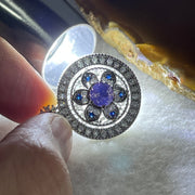 Natural Purple with Colorless and Blue Cubic Zirconia Beads Pendant in S925 Sliver 6.99g 6.0 by 2.0mm - Huangs Jadeite and Jewelry Pte Ltd