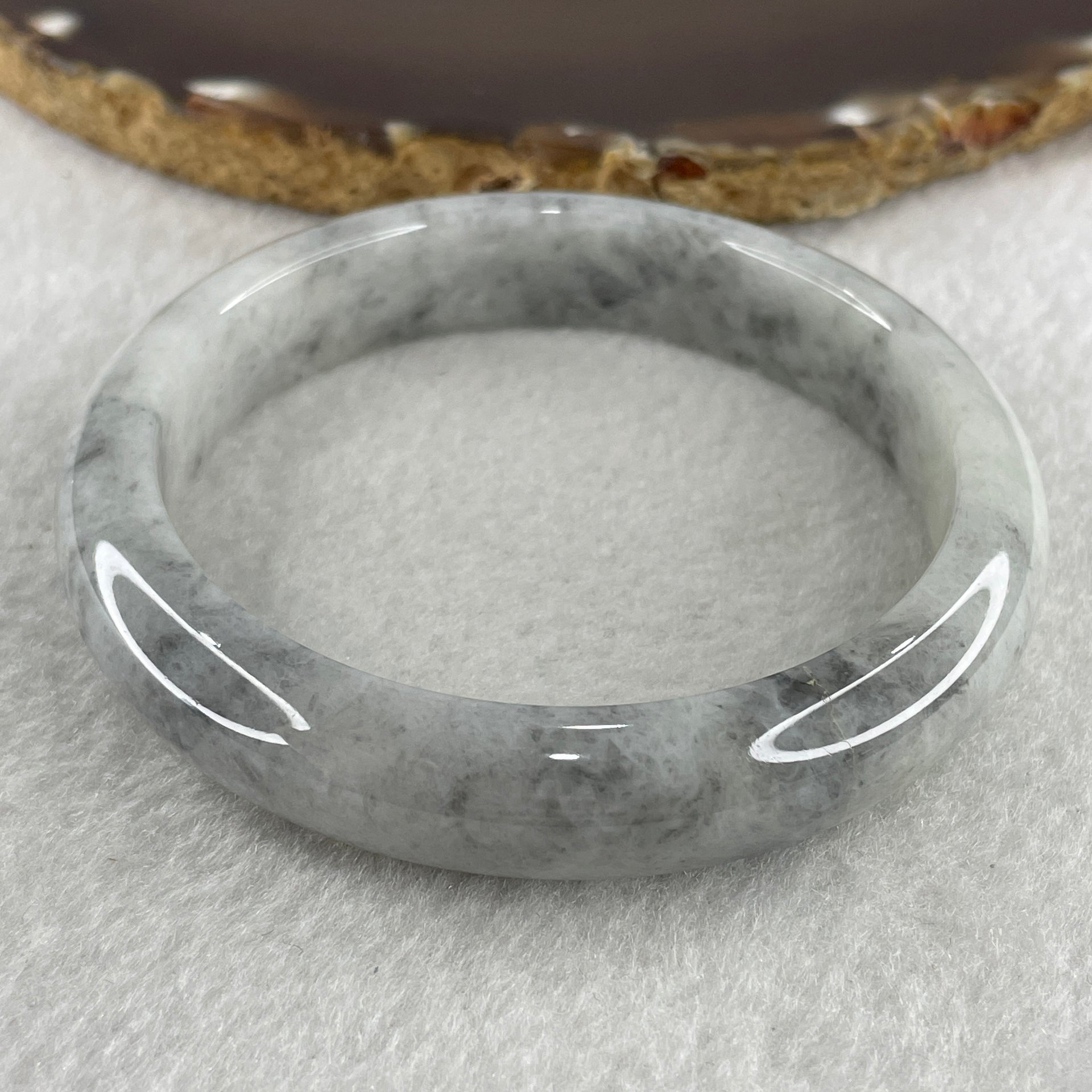 Type A Grey Wuji Jade Jadeite Bangle 55.32g inner Dia 59.6mm 12.8 by 7.9mm (Slight External Rough) - Huangs Jadeite and Jewelry Pte Ltd