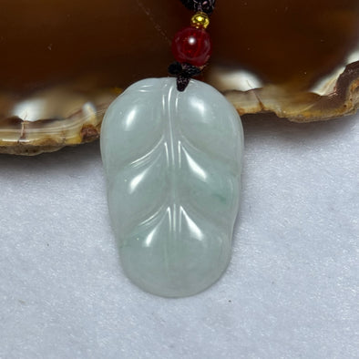 Type A Faint Green Lavender Jadeite Leaf Pendent 6.90g 31.7 by 21.4 by 4.0mm