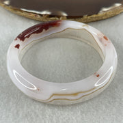 Natural White with Red Flower Agate Bangle 50.12g Inner Diameter 56.0mm 14.0 by 9.0mm - Huangs Jadeite and Jewelry Pte Ltd