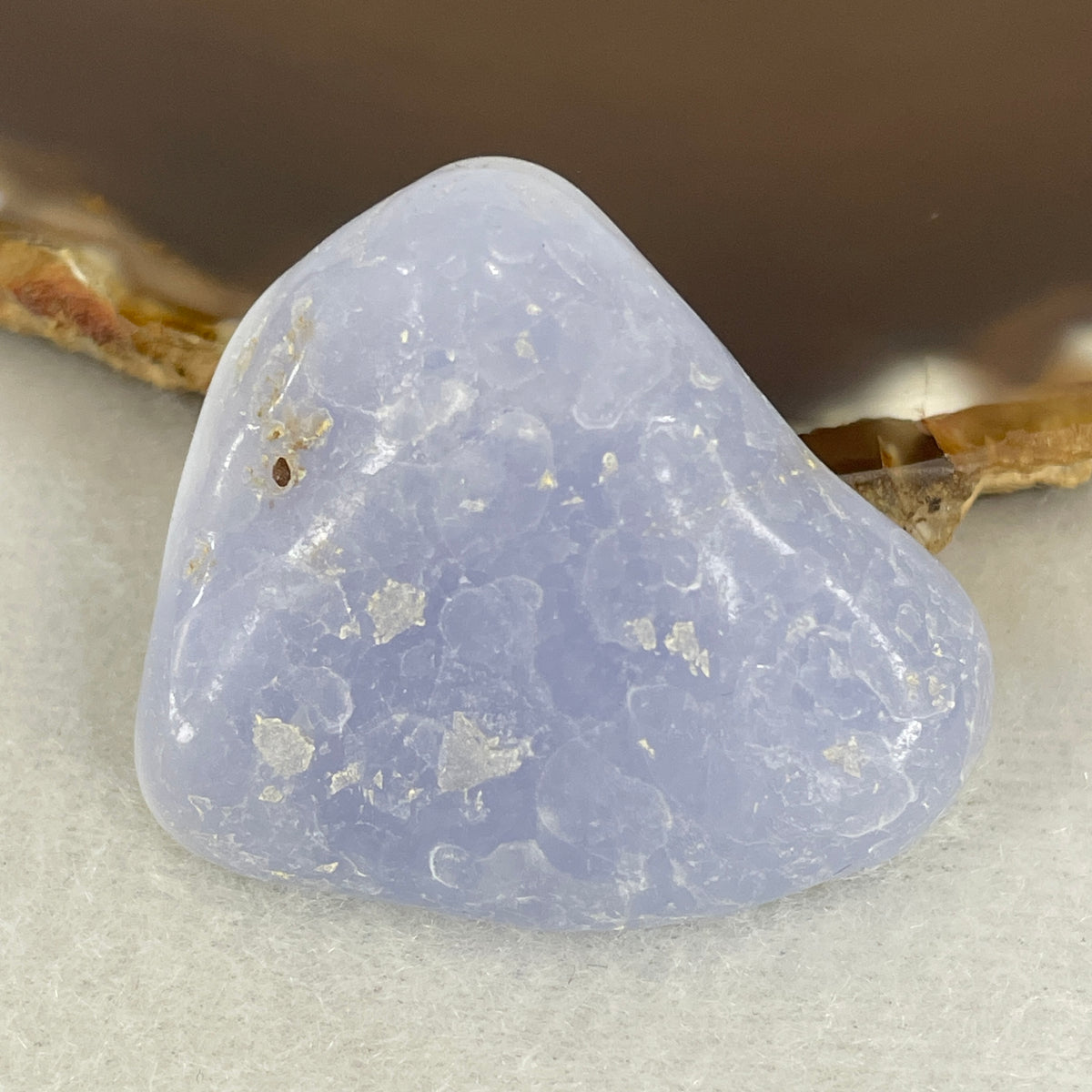 Natural Blue Lavender Chalcedony Agate Rough Mini Display Specimen | Serene Pastel Waxy Sheen Gemstone (22.8g | 39.0 x 35.0 x 12.8mm)