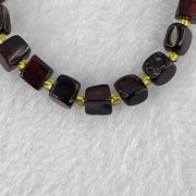 Natural Dark Blood Red Amber Cubes Bracelet 天然血珀手链 4.89g 15.5cm 6.3mm 22 Beads - Huangs Jadeite and Jewelry Pte Ltd