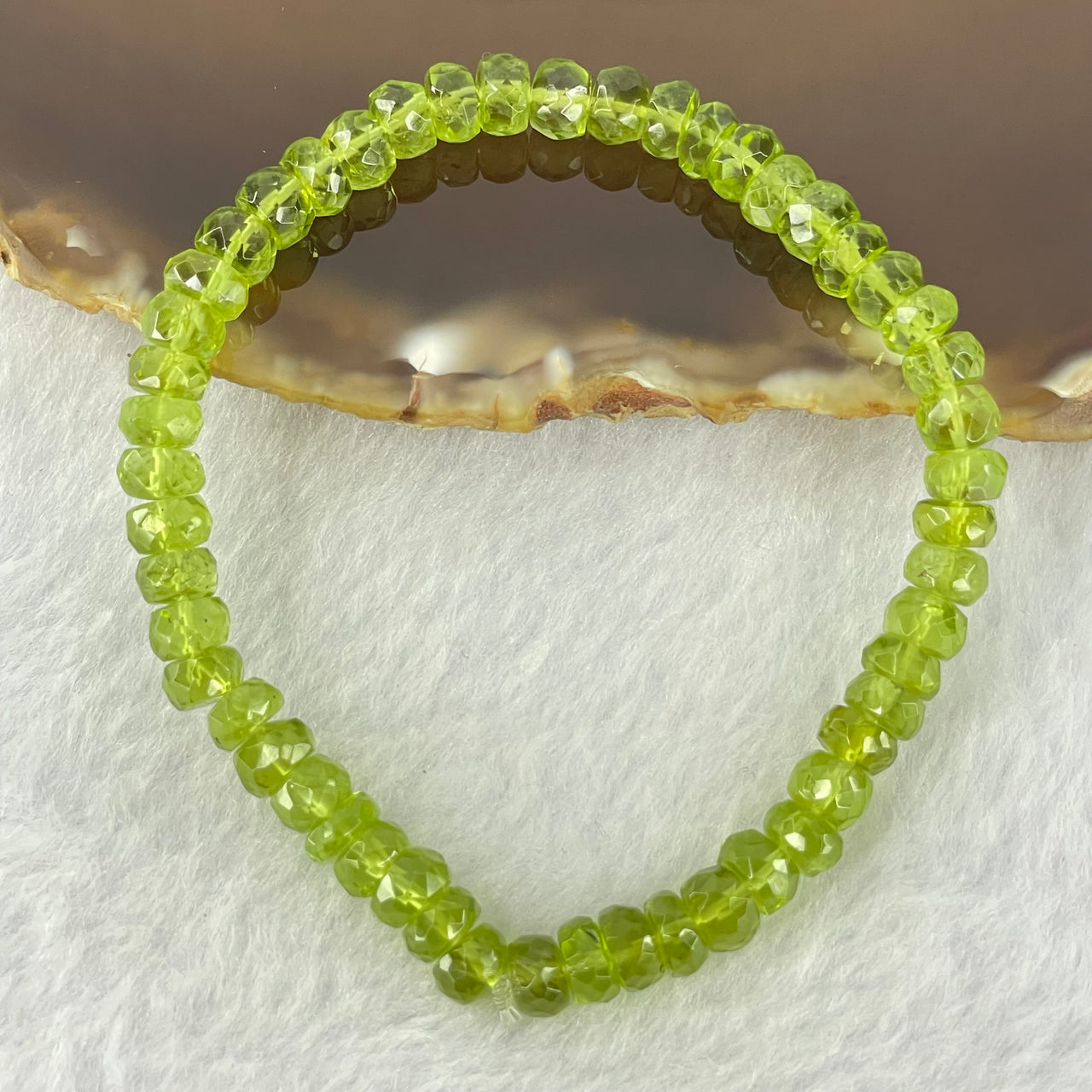 Natural Faceted Peridot Beads Bracelet 天然绿橄榄石手链 12.36g 15.5cm 5.9mm 51 Beads - Huangs Jadeite and Jewelry Pte Ltd