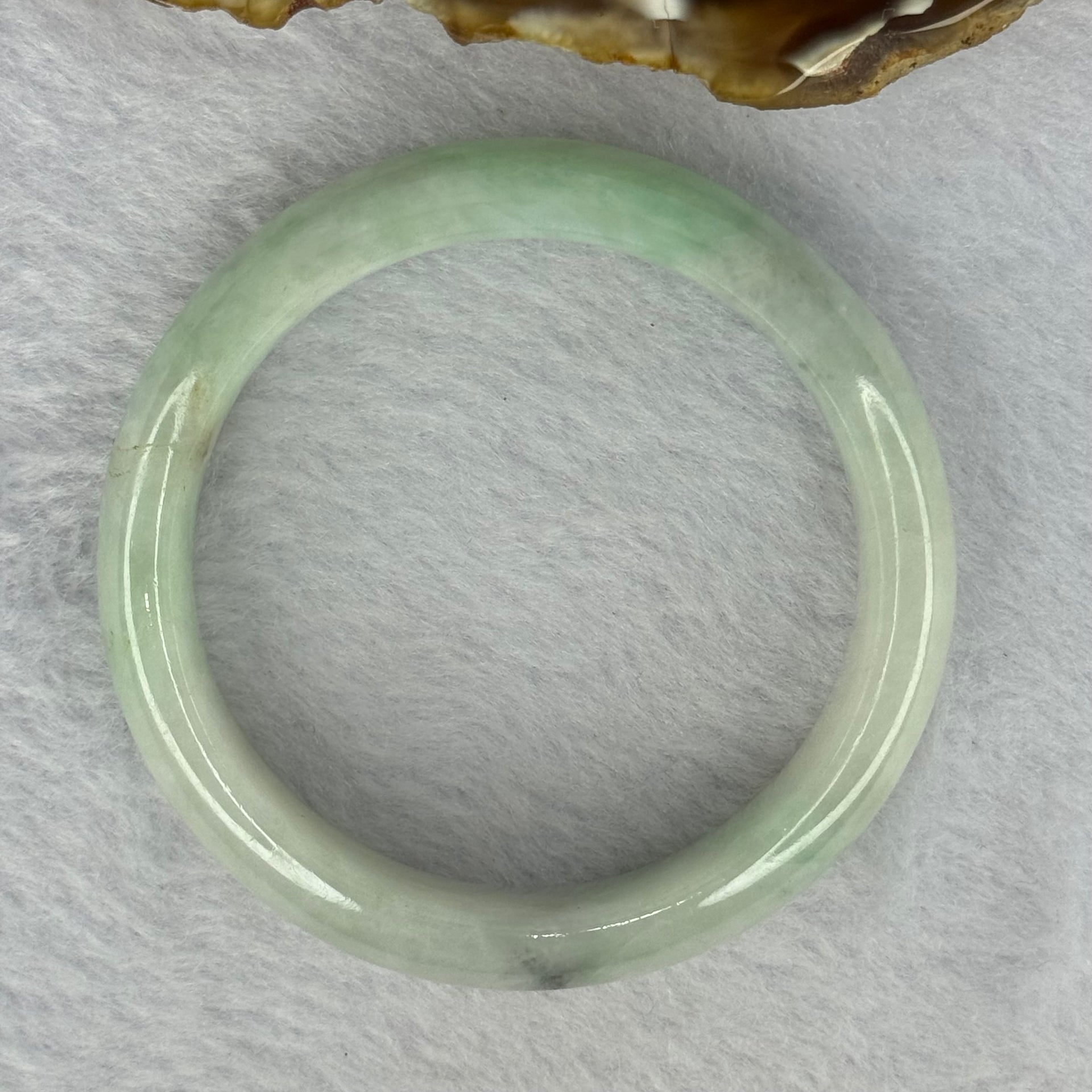 Type A Green With Grey Patch Jadeite Bangle 40.11g Internal Diameter 49.0mm 12.6 by 7.3mm (External Line) - Huangs Jadeite and Jewelry Pte Ltd
