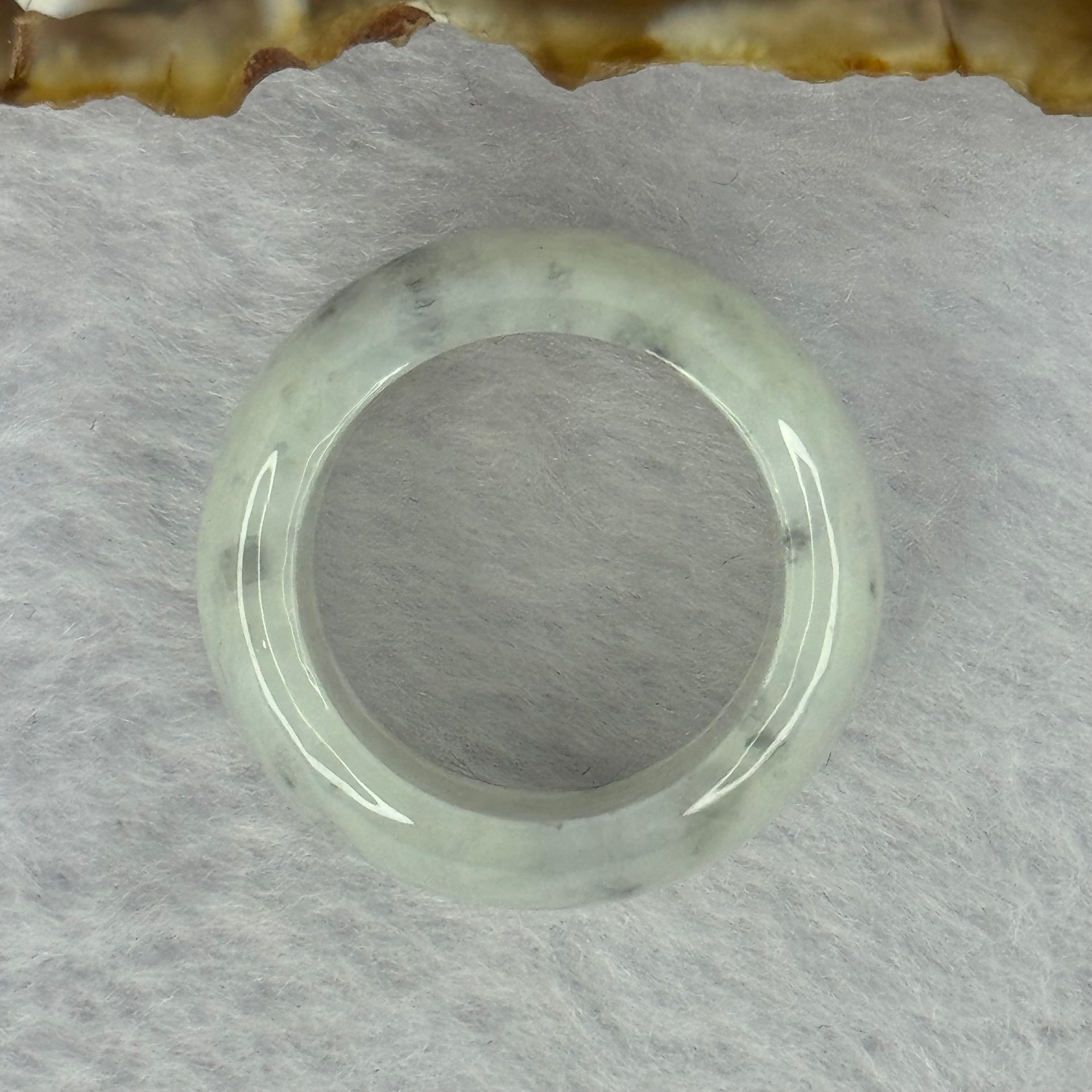 Type A Light Grey with Grey Wuji Piao Hua Jadeite Ring 10.22g 13.3 by 4.4mm US8.5 HK19 - Huangs Jadeite and Jewelry Pte Ltd