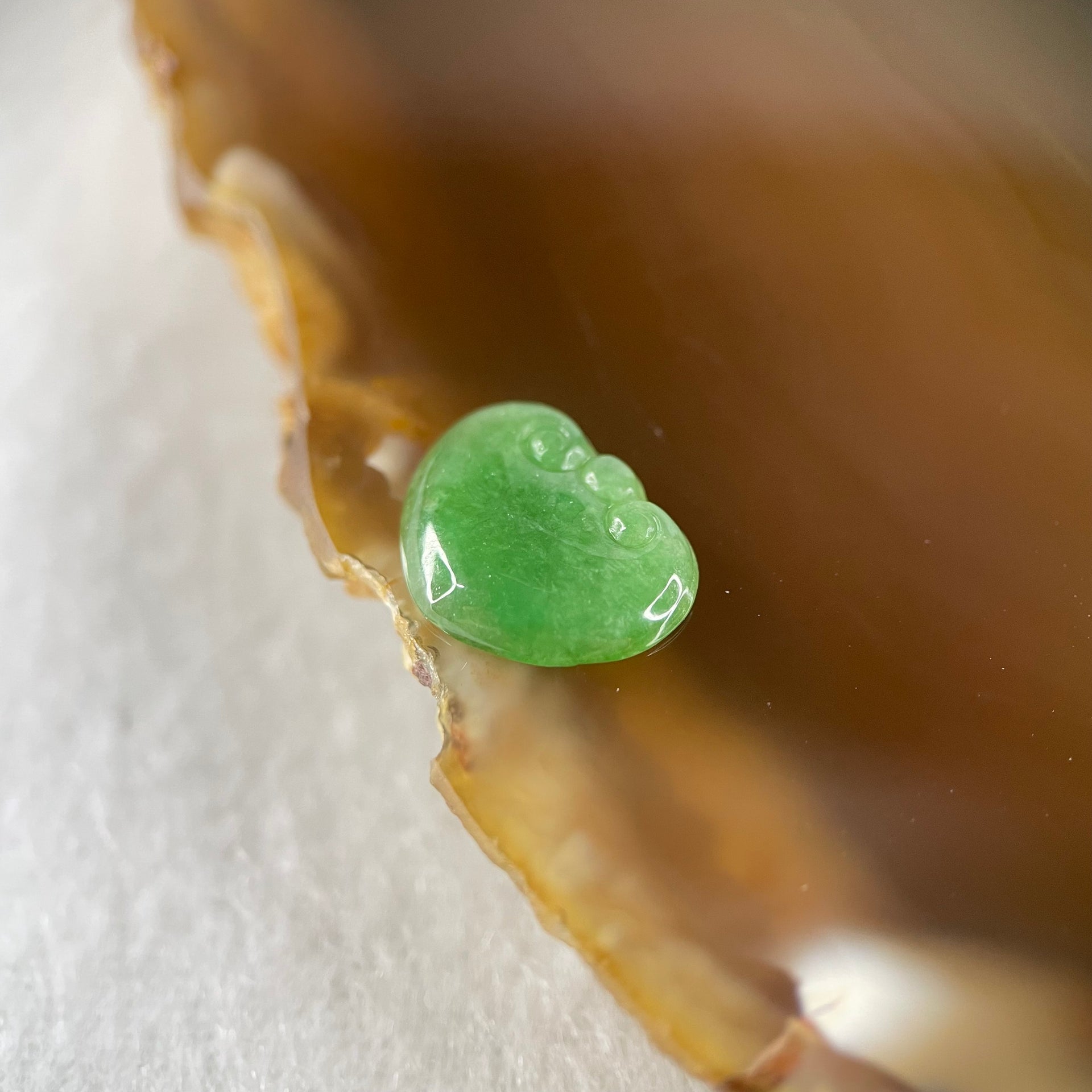 Type A Old Mine Full Green Jadeite Ruyi Charm Stone For Setting 0.50g 11.9 by 9.6 by 2.1mm - Huangs Jadeite and Jewelry Pte Ltd