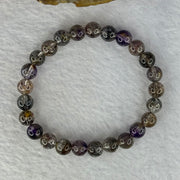 Rare Very Good Grade Natural Transparent Yellowish Black Super 7 Beads Bracelet 非常好的等级天然透明深黄黑色超级七珠手链 12.70g 14.5cm 7.3mm 25 Beads - Huangs Jadeite and Jewelry Pte Ltd