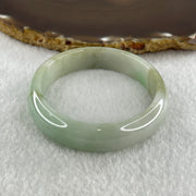 Natural Type A Light Green Faint Lavender Jadeite Oval Bangle 37.26g Inner Diameter 53.8mm 12.2 by 7.0mm (Slight Internal Lines) - Huangs Jadeite and Jewelry Pte Ltd