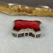 Natural Meteorite Bear Charm in S925 Silver with Crystals For Necklace / Bracelet (Red Color) 7.54g 26.3 by 21.3 by 8.5mm - Huangs Jadeite and Jewelry Pte Ltd