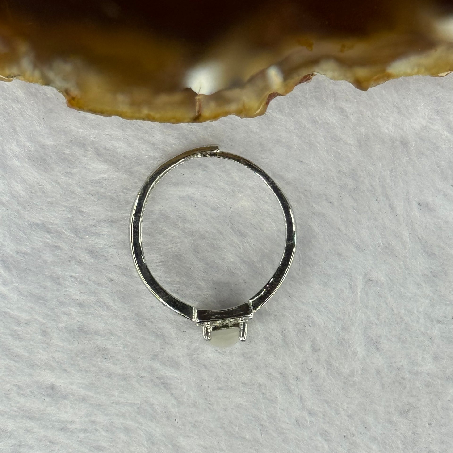 Type A High ICY White Jadeite with Crystals in S925 Sliver Ring (Adjustable Size) 2.01g 8.9 by 5.5 by 3.1mm - Huangs Jadeite and Jewelry Pte Ltd
