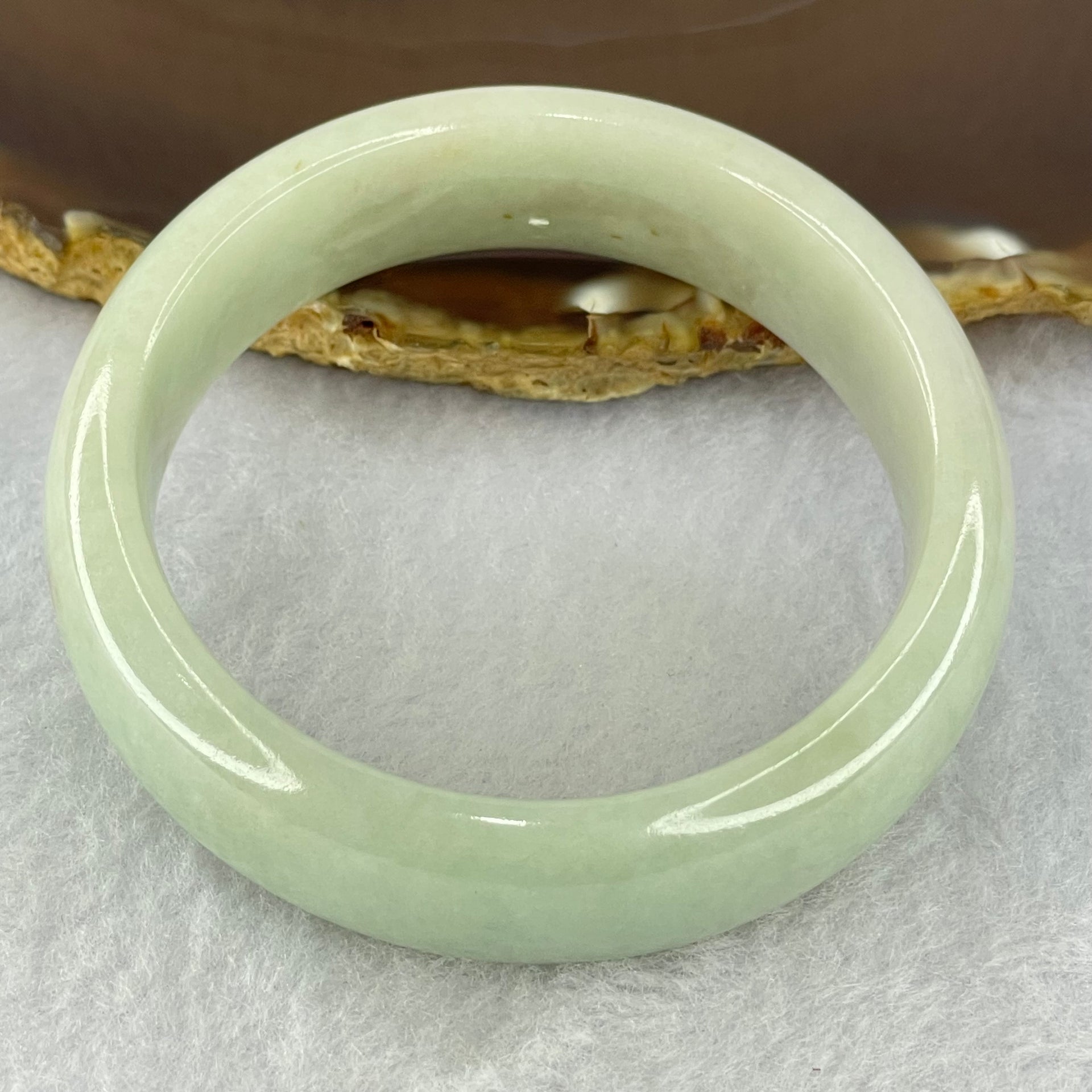 Type A Light Green with Yellow Spots Jadeite Bangle Internal Diameter 54.9mm 68.52g 16.4 by 8.7mm (Close to Perfect) - Huangs Jadeite and Jewelry Pte Ltd