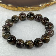 Natural Black Auralite 23 Bracelet 天然黑激光23手链 62.75g 19cm 14.8mm 15 Beads - Huangs Jadeite and Jewelry Pte Ltd