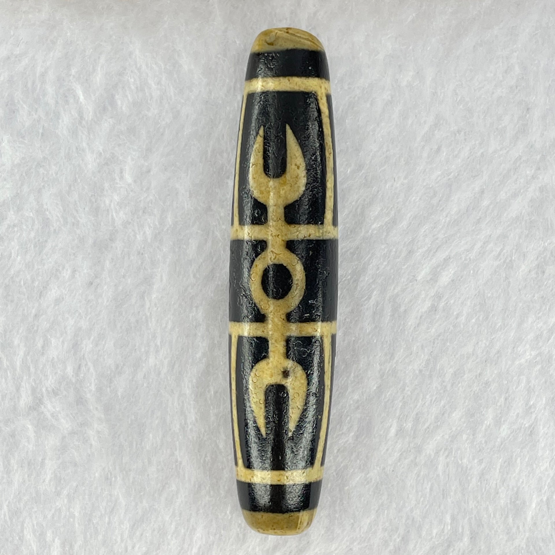 Natural Powerful Tibetan Old Oily Eyed Dharma Vajra Agate Dzi Bead Heavenly Master (Tian Zhu) 二眼金光托天珠 13.43g 57.6 by 12.4mm - Huangs Jadeite and Jewelry Pte Ltd