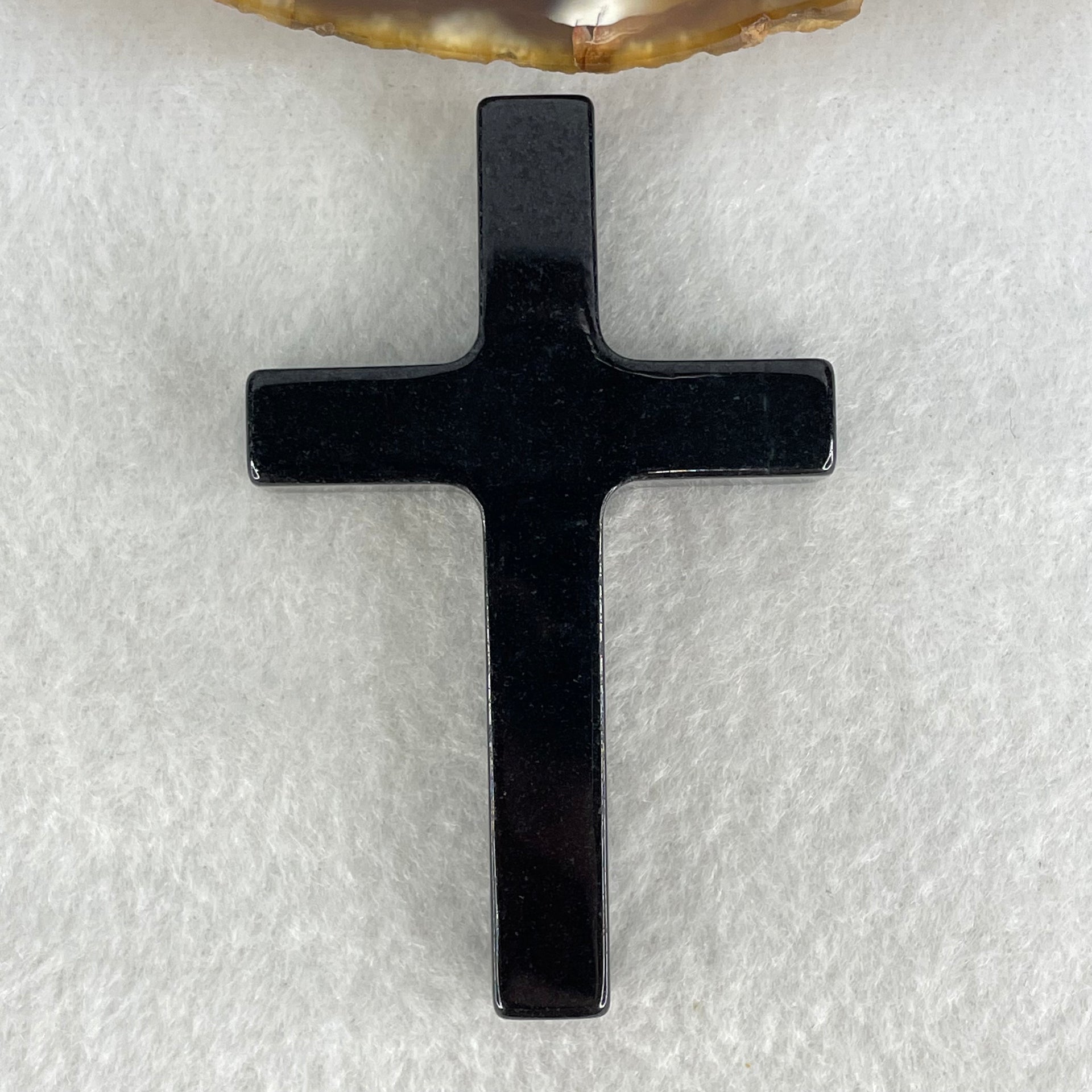 Type A Opaque Black Jadeite Cross Pendant 26.19g 64.8 by 41.5 by 9.3mm - Huangs Jadeite and Jewelry Pte Ltd