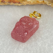 Natural Strawberry Quartz Fortune Cat Charm 3.67g 17.6 by 12.2 by 9.6mm - Huangs Jadeite and Jewelry Pte Ltd