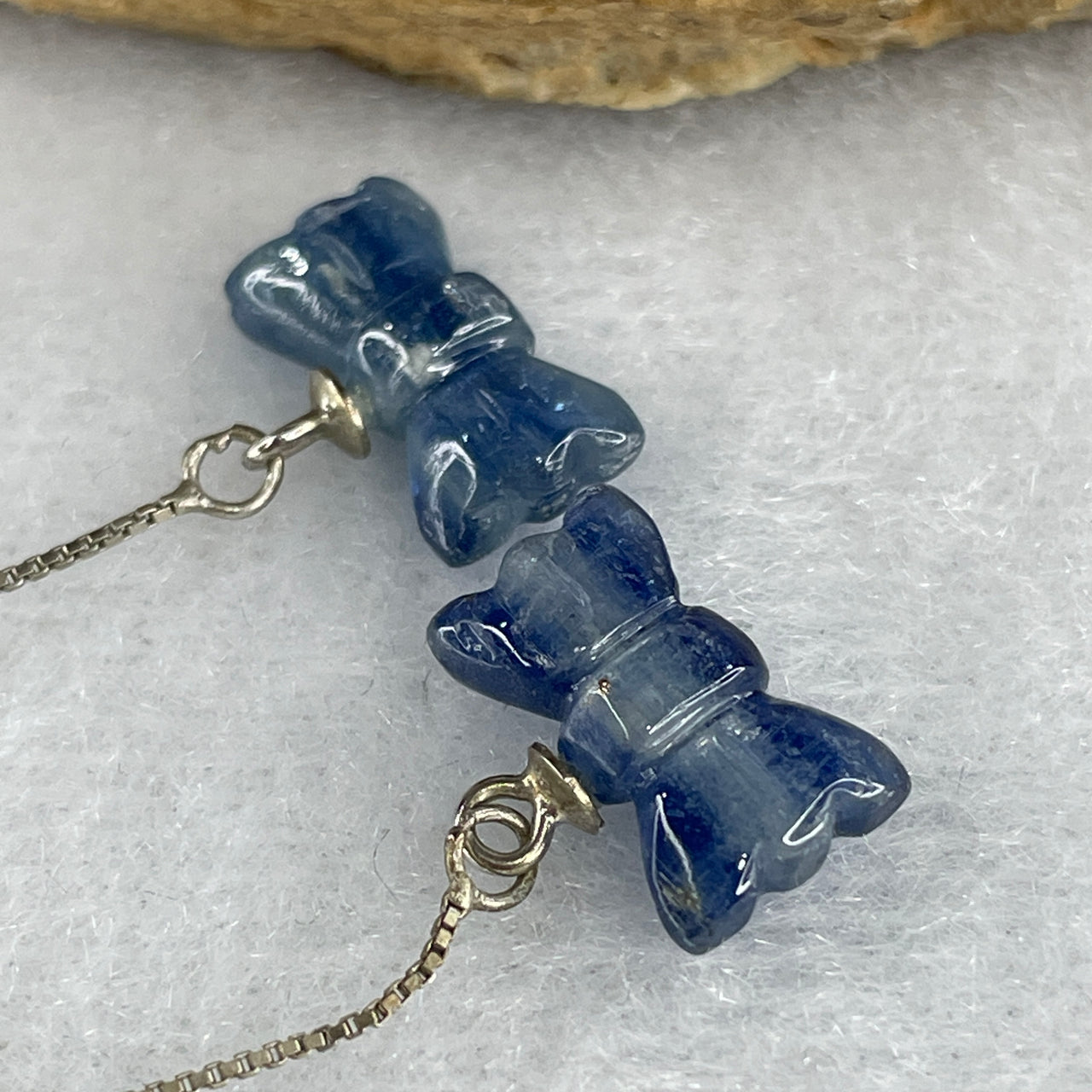 Good Grade Natural Blue Kyanite Candy Shape in S925 Sliver Earring 2.05g 12.9 by 7.0 by 3.8mm - Huangs Jadeite and Jewelry Pte Ltd
