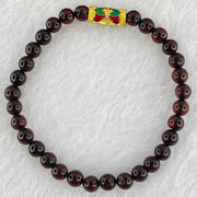 Natural Dark Blood Red Amber Beads Bracelet 天然血珀手链  3.95g 15cm 5.4mm 31 Beads - Huangs Jadeite and Jewelry Pte Ltd