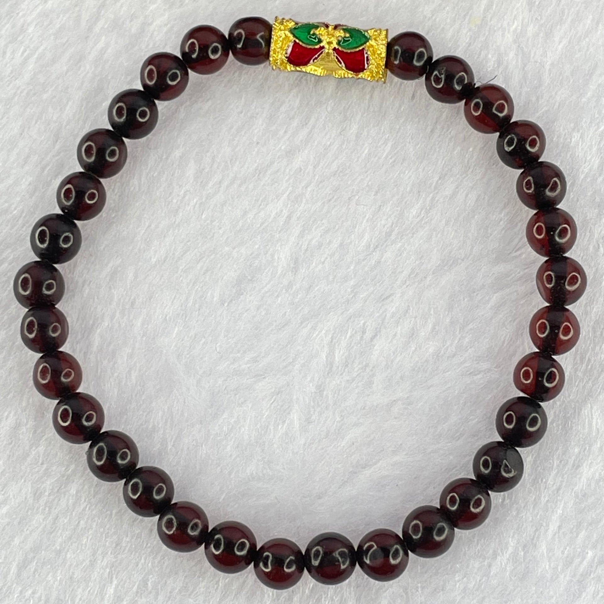 Natural Dark Blood Red Amber Beads Bracelet 天然血珀手链  3.95g 15cm 5.4mm 31 Beads - Huangs Jadeite and Jewelry Pte Ltd