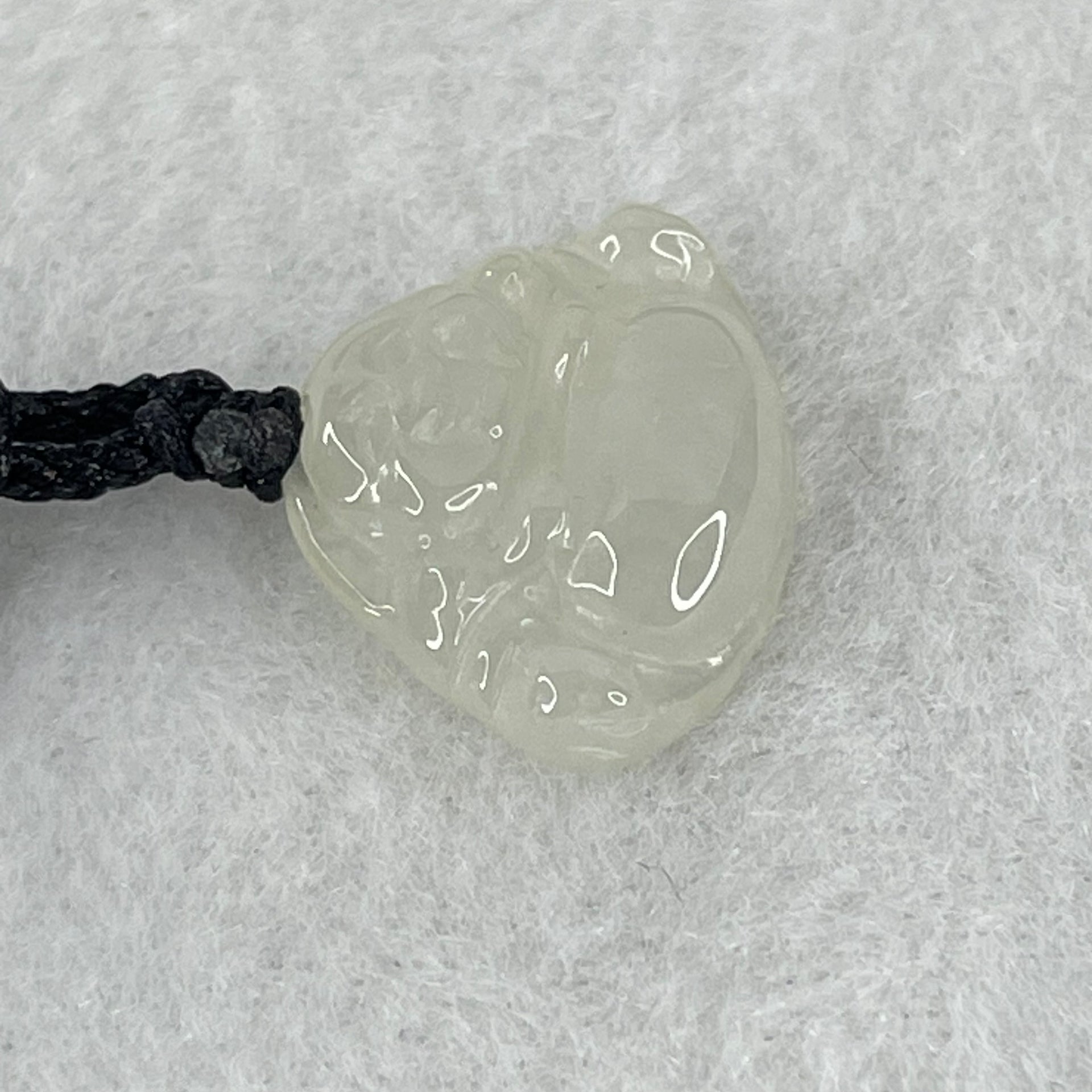 Type A Icy Faint Green Jadeite Milo Buddha Pendant 2.94g 14.6 by 18.8 by 4.9mm - Huangs Jadeite and Jewelry Pte Ltd