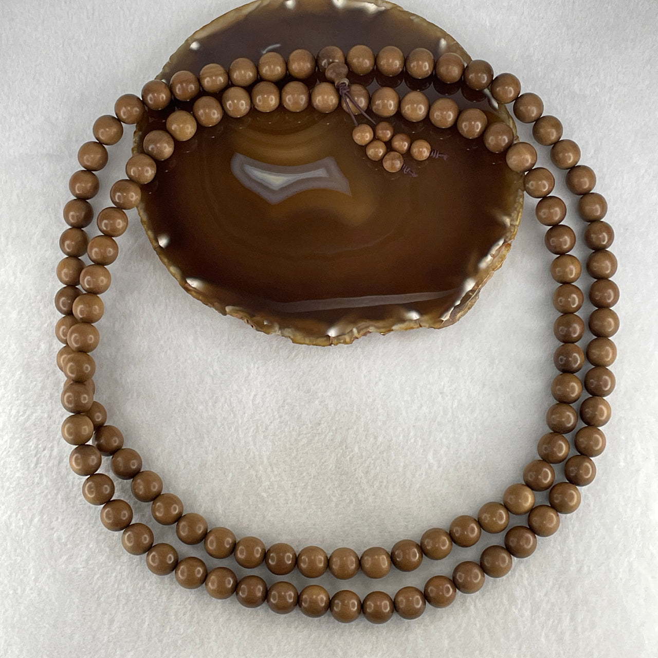 Natural India Old Tree Sandalwood Beads Necklace 85.80g 12.2mm 108 beads 126cm - Huangs Jadeite and Jewelry Pte Ltd