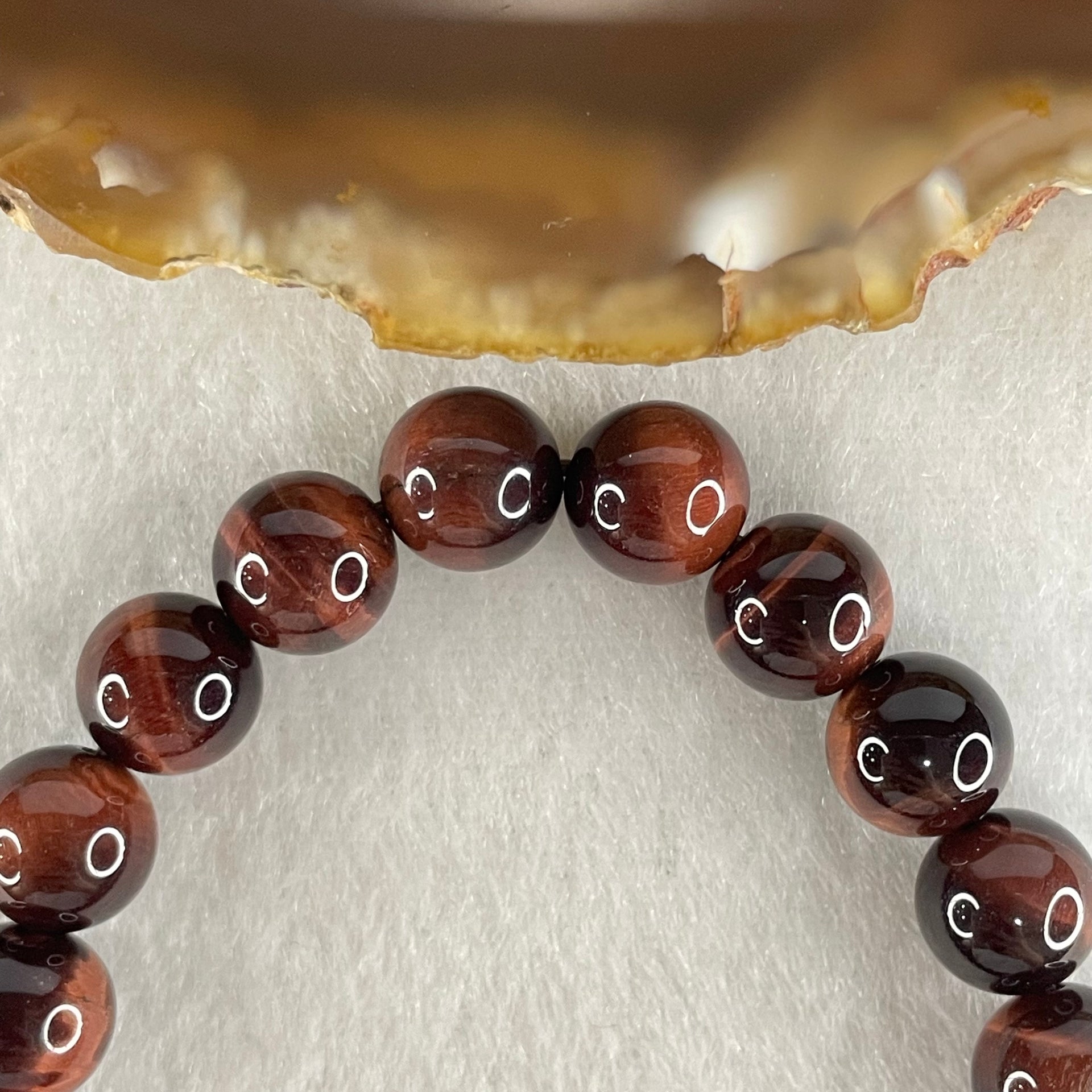 Natural Red Tiger's Eye Quartz Beads Bracelet 19.58g 16cm 8.5mm 23 Beads - Huangs Jadeite and Jewelry Pte Ltd