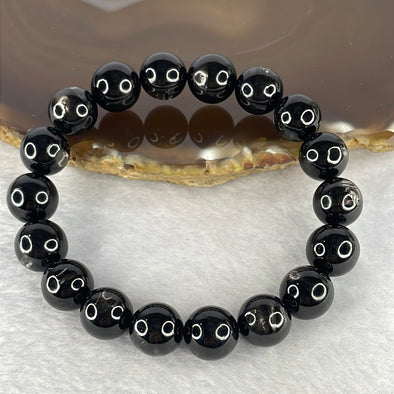 Natural Hypersthene Crystal Bracelet 天然金运石水晶手链 46.33g 18cm 11.6mm 18 Beads