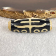 Natural Powerful Tibetan Old Oily Agate Water Lines 8 Eyes Dzi Bead Heavenly Master (Tian Zhu) 水纹八眼天诛 10.26g 38.1 by 13.0mm - Huangs Jadeite and Jewelry Pte Ltd