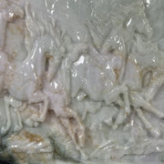 Natural Type A Light Green Light Lavender with Dark Green Patches Jadeite 8 Prosperity Horses with Wooden Stand Display 9,352.7g 275.0 by 100.0 by 360.0mm - Huangs Jadeite and Jewelry Pte Ltd