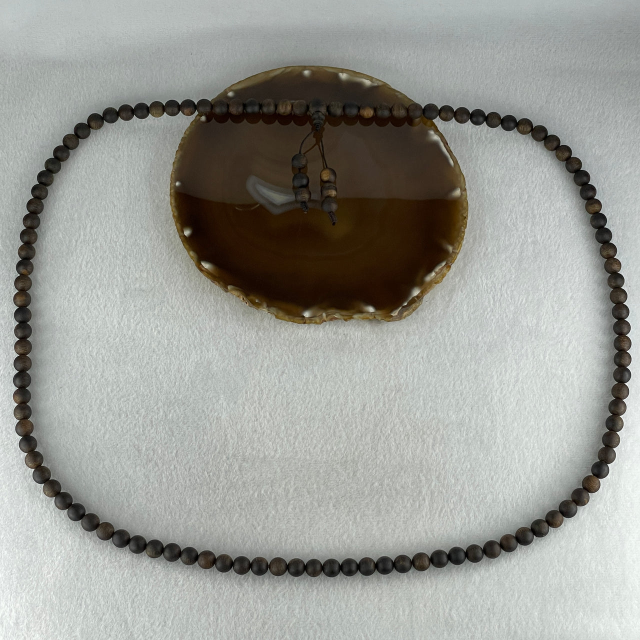 Certified Good Grade Natural Vietnam Agarwood Beads Necklace 46.93g 94cm 8.9mm 109 Beads