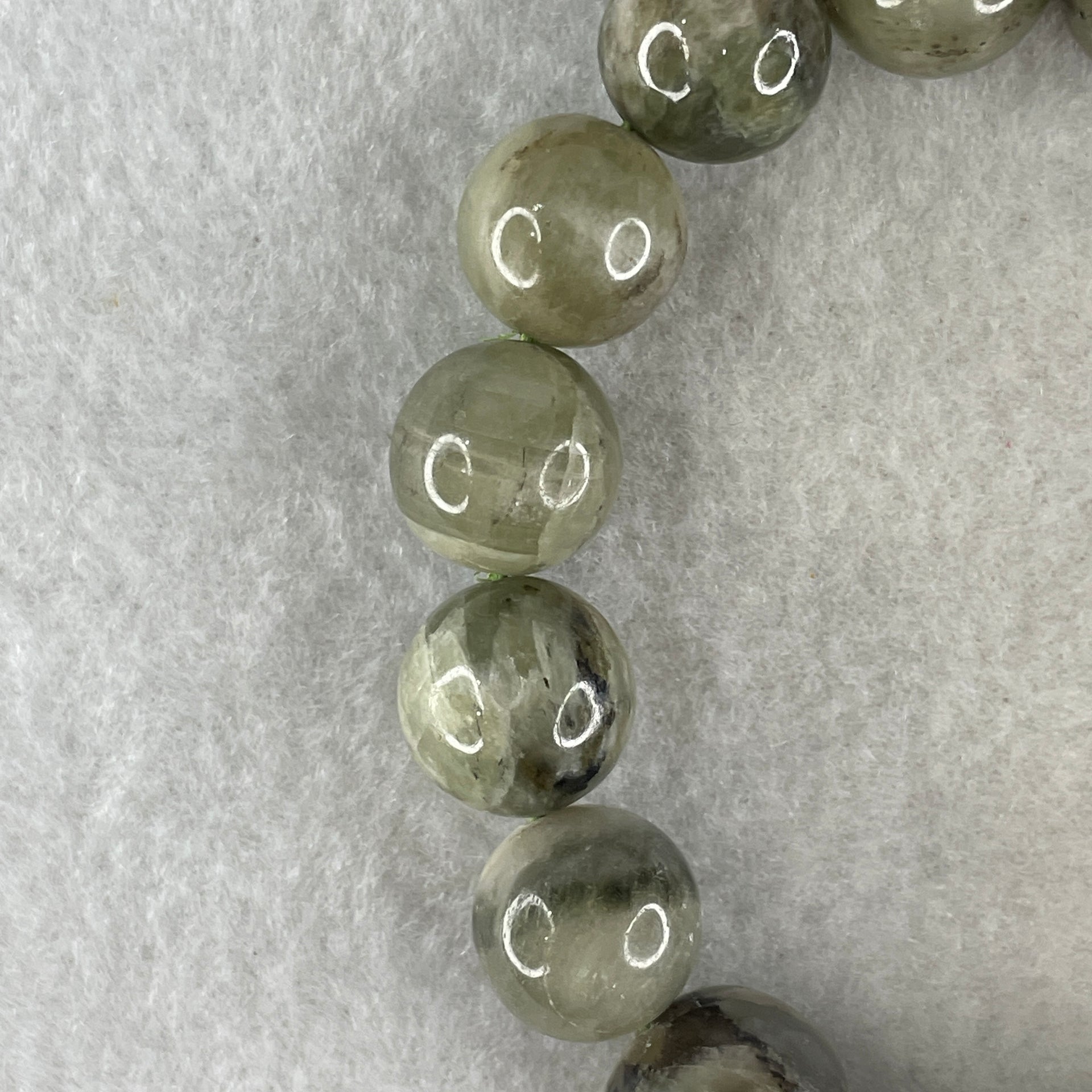 Natural Green Serpentine with Brown Beads Bracelet 53.93g 17.5cm 13.9mm 16Beads - Huangs Jadeite and Jewelry Pte Ltd