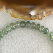 Type A Semi Icy Blueish Green with Green Piao Hua Jadeite Ping An Kou Donut Beads Bracelet 11.40g 14.5cm 6.1mm 42 Beads - Huangs Jadeite and Jewelry Pte Ltd