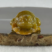 Natural Type A Yellow Jadeite Frog Pendant Charm 18.93g 31.7 by 26.4 by 16.9mm - Huangs Jadeite and Jewelry Pte Ltd