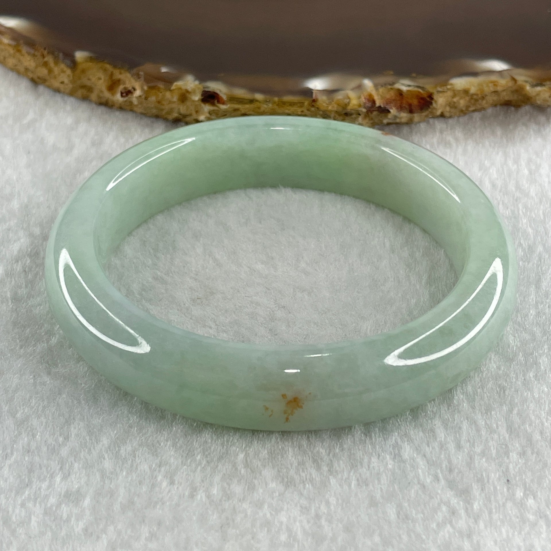 Type A Natural Jelly Light Green Light Lavender with Red Patches Jadeite Oval Bangle 51.86g Inner Diameter 53.9mm 12.4 by 8.2mm (Close to Perfect) - Huangs Jadeite and Jewelry Pte Ltd
