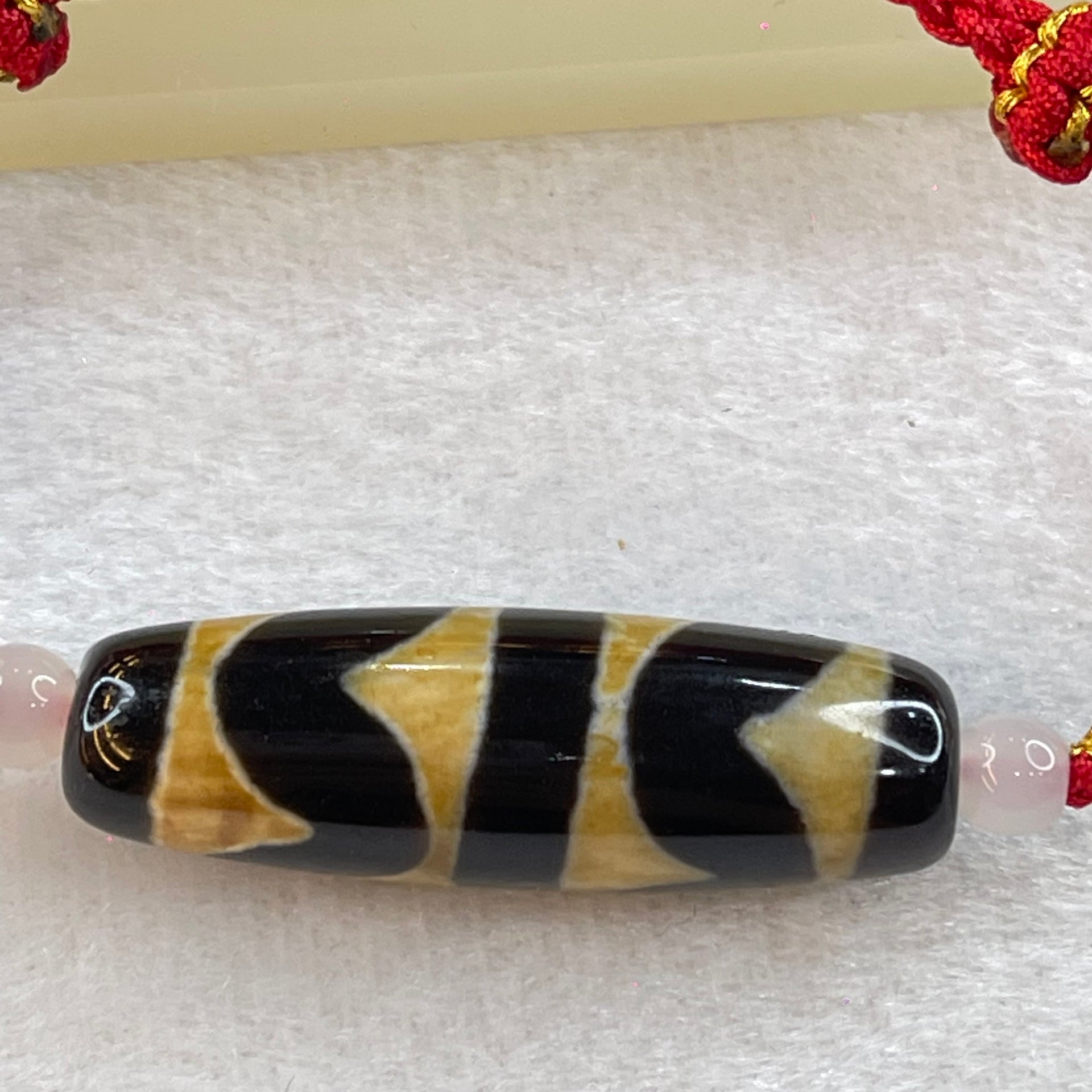 Natural Powerful Tibetan Old Oily Agate Double Tiger Tooth Daluo Dzi Bead Heavenly Master (Tian Zhu) 双虎呀天诛 8.54g 38.0 by 11.9 mm - Huangs Jadeite and Jewelry Pte Ltd