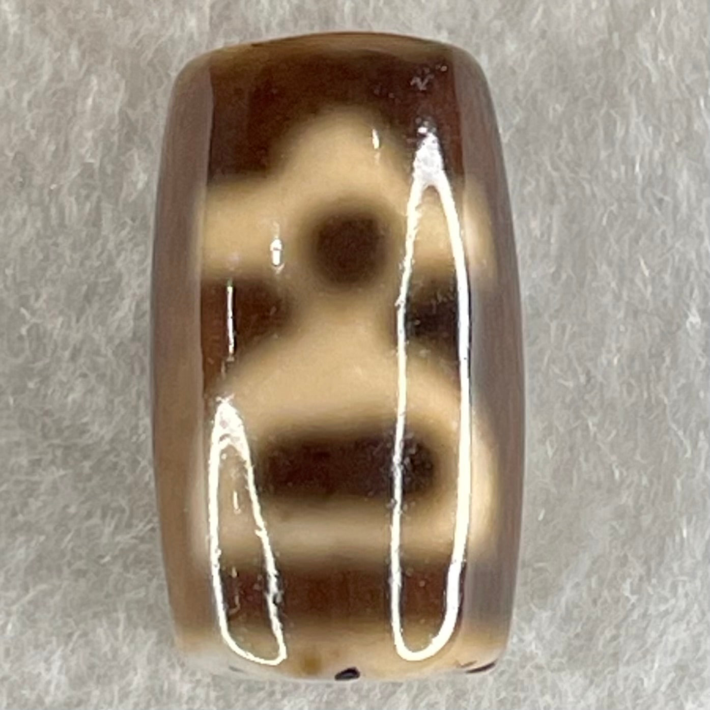 Natural Powerful Tibetan Old Oily Agate Double Cai Shen Dzi Bead Heavenly Master (Tian Zhu) 双财神长天珠 4.57g 19.5 by 11.7mm - Huangs Jadeite and Jewelry Pte Ltd