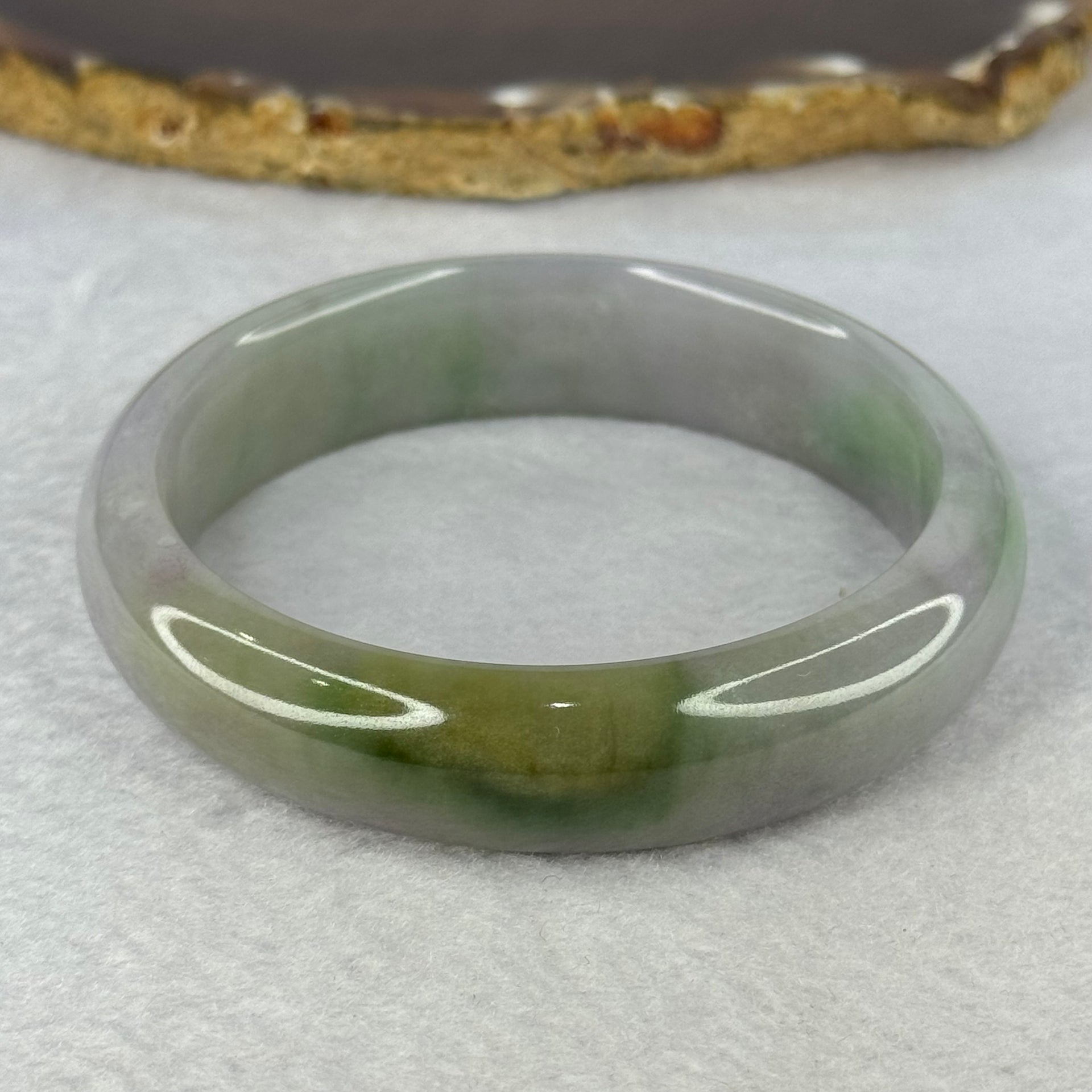 Type A Lavender with Green and Yellow Patches Jadeite Bangle Internal Diameter 59.0mm 67.00g 15.3 by 8.4mm (Close to Perfect) - Huangs Jadeite and Jewelry Pte Ltd