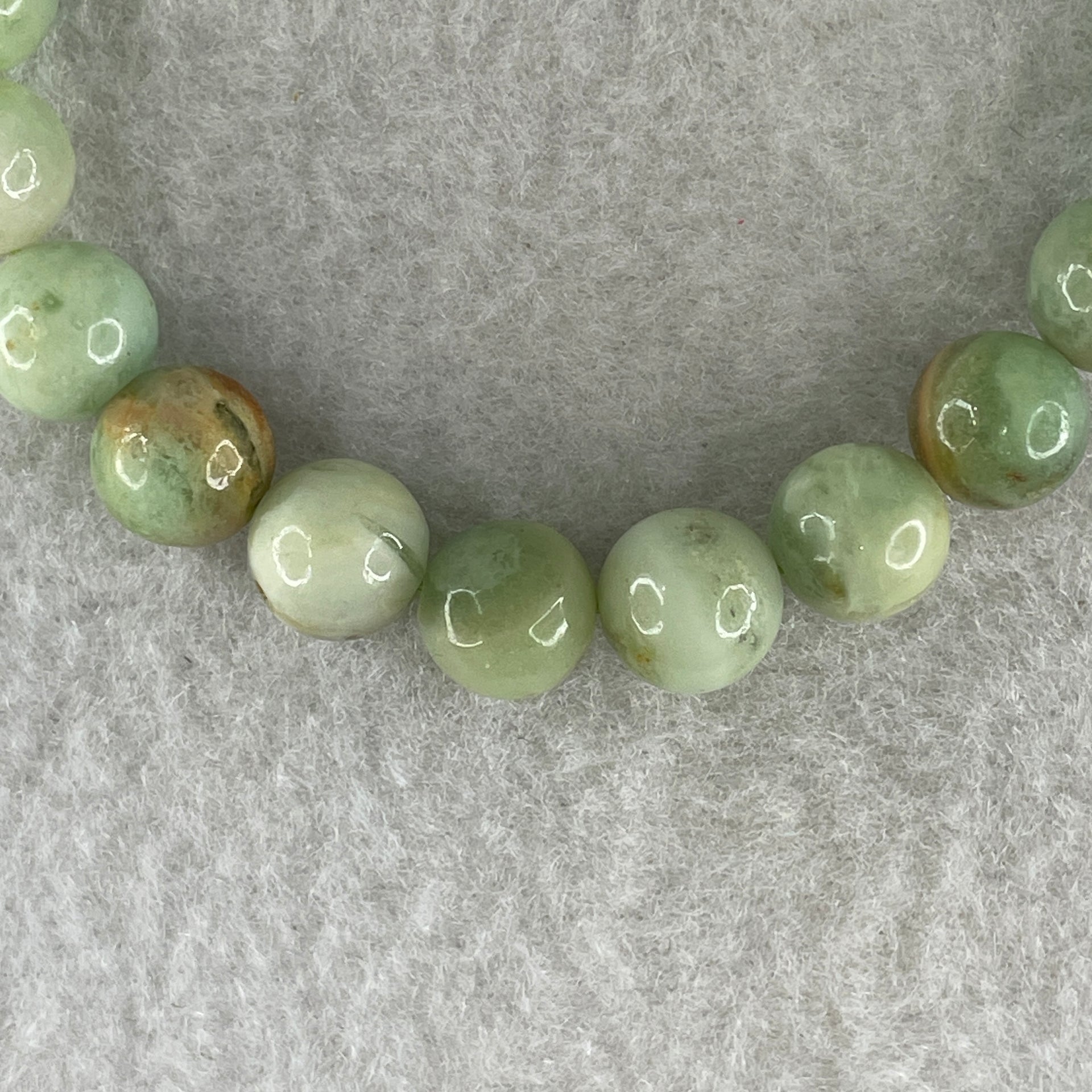 Natural Green Serpentine Beads Bracelet 21.40g 16.5cm 8.7mm 23Beads - Huangs Jadeite and Jewelry Pte Ltd