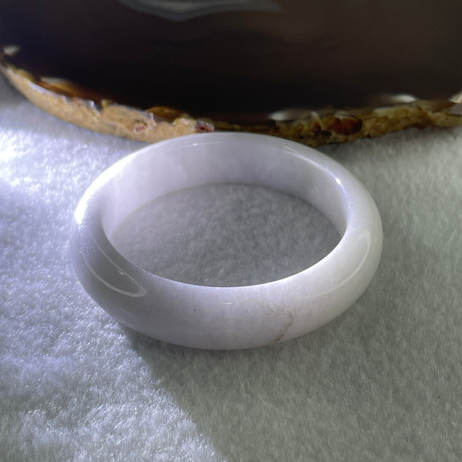 Type A Natural White to Faint Lavender Faint Green Jadeite Bangle 48.50g Inner Diameter 49.8mm 13.2 by 7.8mm (Very Slight Internal Lines) - Huangs Jadeite and Jewelry Pte Ltd