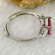 Red and Colourless Cubic Zirconia in S925 Sliver Ring (Adjustable Size) 1.85g 7.3 by 6.9 by 4.5mm - Huangs Jadeite and Jewelry Pte Ltd