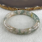 Natural Icy Green with White Flower Agate Bangle 39.69g Internal Diameter 61.3mm 11.8 by 7.7mm (Perfect) - Huangs Jadeite and Jewelry Pte Ltd
