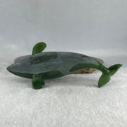 Natural Dark Green Serpentine Killer Whale Display 257.7g 154.5 by 71.6 by 62.5mm - Huangs Jadeite and Jewelry Pte Ltd