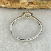 Type A Icy Faint Green Cabochon Jadeite in S925 Sliver Ring (Adjustable Size) 1.05g 4.5 by 3.0mm - Huangs Jadeite and Jewelry Pte Ltd